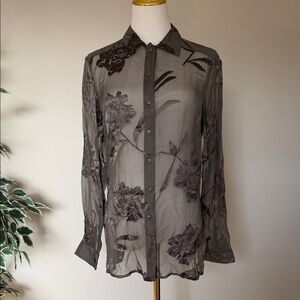 BCBGMaxAzria Elegant Sheer Gray Top